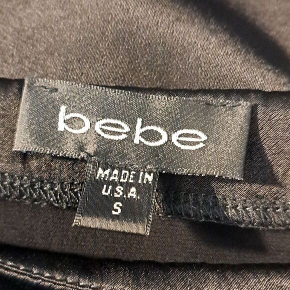 Bebe Women’s Y2K Top/Skirt Small Black Satin Flared Side Zipper Vintage USA - Picture 7 of 12